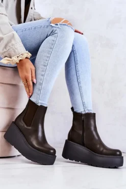 Ocieplane Botki Ciemnozielone Montiano