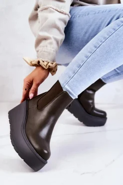 Ocieplane Botki Ciemnozielone Montiano