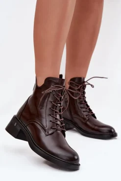 Ocieplane Botki Damskie Na Klocku Vinceza 58602 Czekoladowe