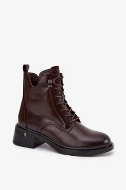 Ocieplane Botki Damskie Na Klocku Vinceza 58602 Czekoladowe