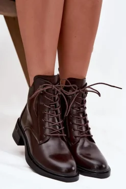 Ocieplane Botki Damskie Na Klocku Vinceza 58602 Czekoladowe