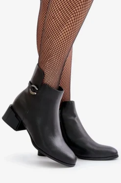 Ocieplane Botki Damskie Na Obcasie Zapinane Na Zamek Czarne Vinceza 66724