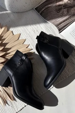 Ocieplane Botki Damskie Na Słupku Z Eko Skóry Czarne Talienne