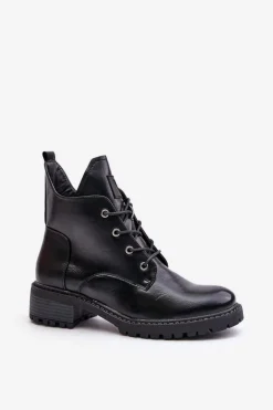 Ocieplane Botki Damskie Na Niskim Obcasie Vinceza 58136 Czarne