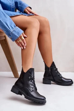 Ocieplane Botki Damskie Na Niskim Obcasie Vinceza 58136 Czarne