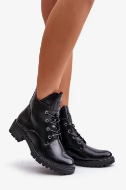 Ocieplane Botki Damskie Na Niskim Obcasie Vinceza 58136 Czarne