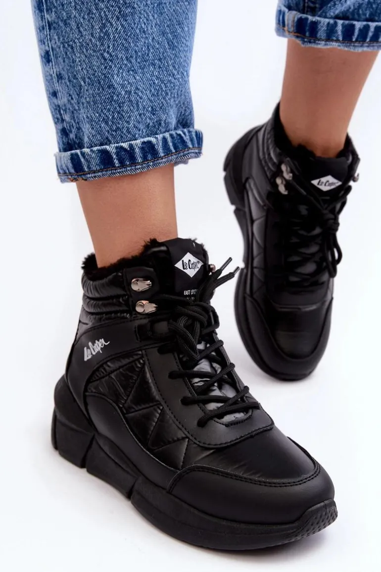 Ocieplane Botki Damskie Na Platformie Lee Cooper LCJ-23-44-1984 Czarne