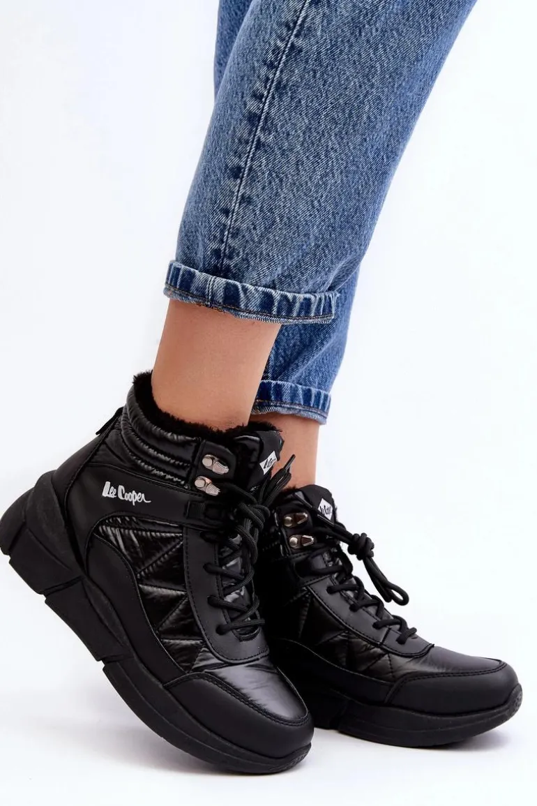 Ocieplane Botki Damskie Na Platformie Lee Cooper LCJ-23-44-1984 Czarne