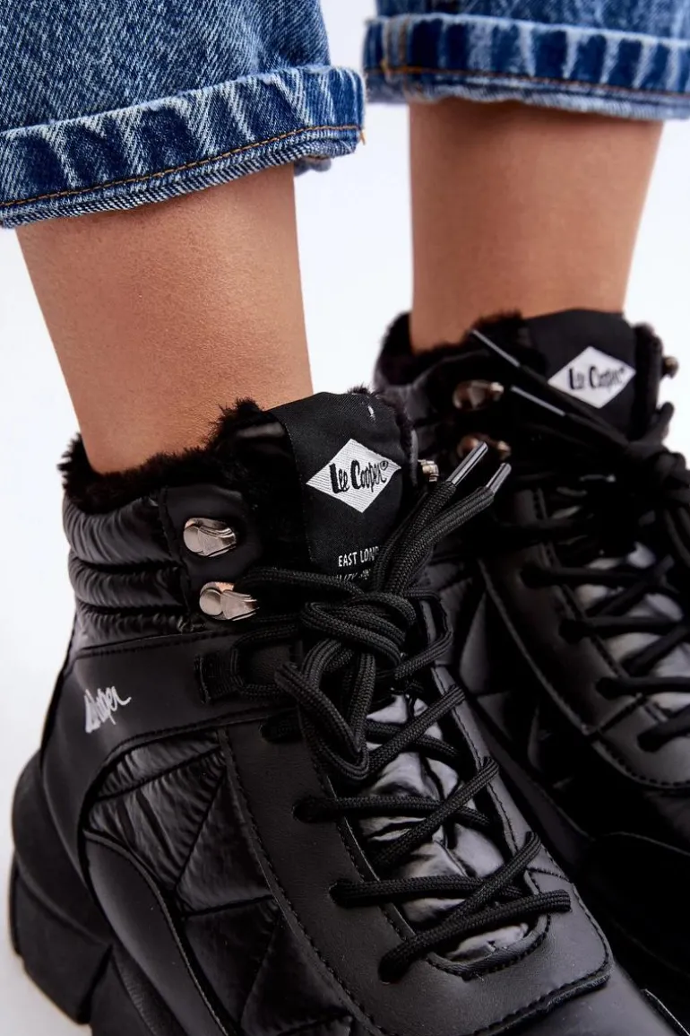 Ocieplane Botki Damskie Na Platformie Lee Cooper LCJ-23-44-1984 Czarne