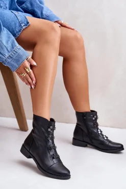 Ocieplane Botki Damskie Na Zamek Czarne Evalith