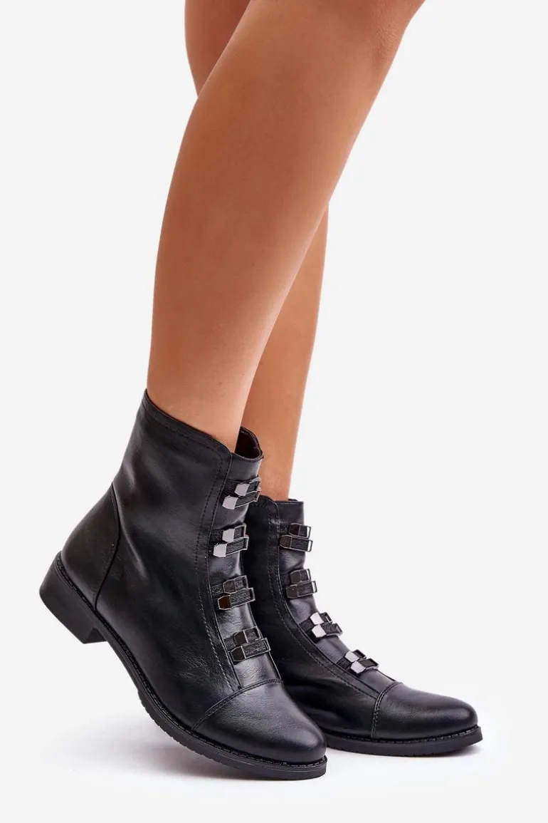 Ocieplane Botki Damskie Na Zamek Czarne Evalith