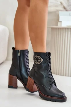 Ocieplane Botki Damskie Na Słupku Vinceza 58359 Czarne