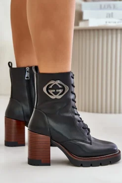 Ocieplane Botki Damskie Na Słupku Vinceza 58359 Czarne