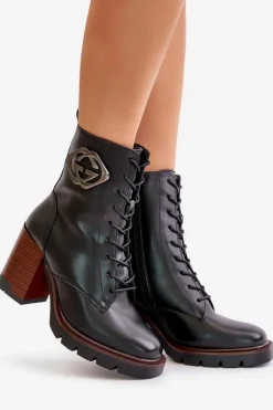 Ocieplane Botki Damskie Na Słupku Vinceza 58359 Czarne