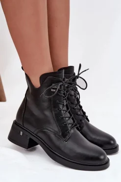 Ocieplane Botki Damskie Na Klocku Vinceza 58602 Czarne