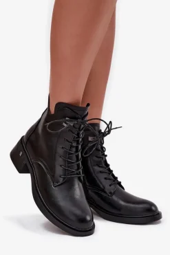 Ocieplane Botki Damskie Na Klocku Vinceza 58602 Czarne