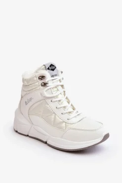 Ocieplane Botki Damskie Na Platformie Lee Cooper LCJ-23-44-1983L Białe