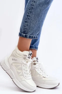Ocieplane Botki Damskie Na Platformie Lee Cooper LCJ-23-44-1983L Białe