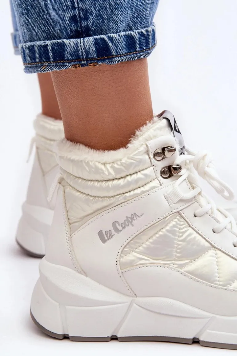 Ocieplane Botki Damskie Na Platformie Lee Cooper LCJ-23-44-1983L Białe