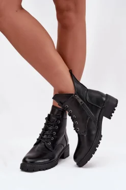 Ocieplane Botki Damskie Na Klocku Vinceza 58609 Czarne