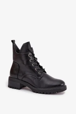 Ocieplane Botki Damskie Na Klocku Vinceza 58609 Czarne