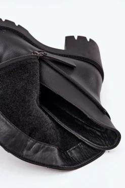 Ocieplane Botki Damskie Na Masywnym Obcasie Z Podwójnym Zamkiem Vinceza 58605 Czarne