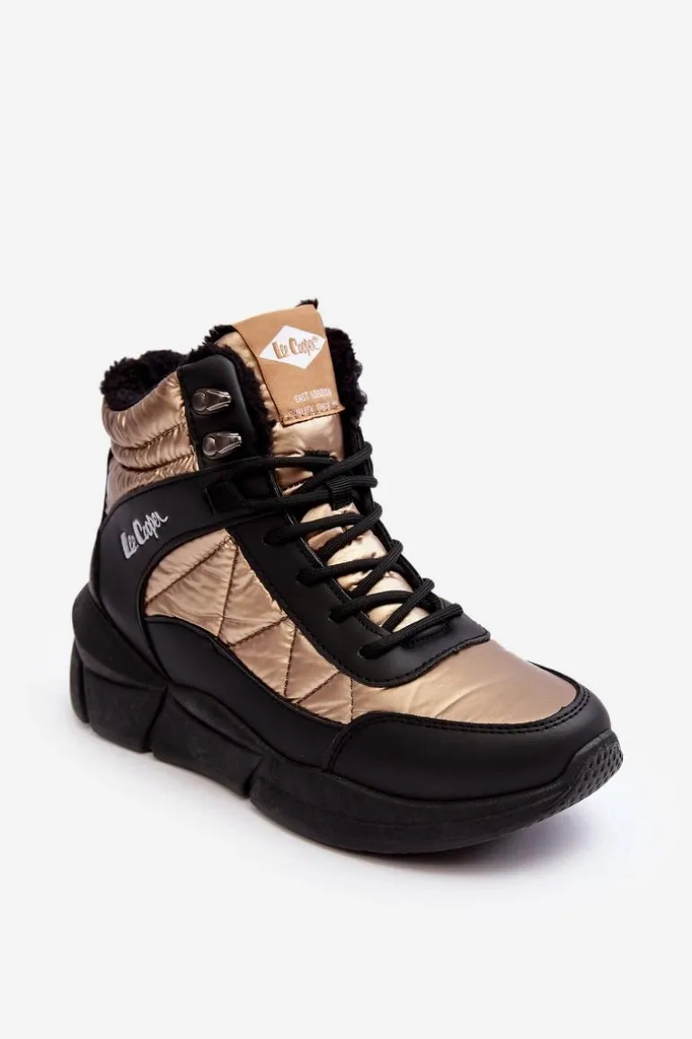 Ocieplane Botki Damskie Na Platformie Lee Cooper LCJ-23-44-1986L Złote