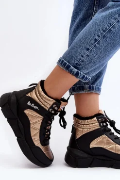 Ocieplane Botki Damskie Na Platformie Lee Cooper LCJ-23-44-1986L Złote