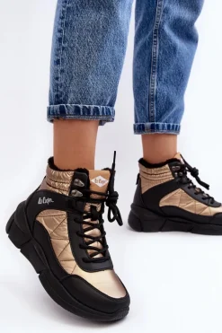 Ocieplane Botki Damskie Na Platformie Lee Cooper LCJ-23-44-1986L Złote