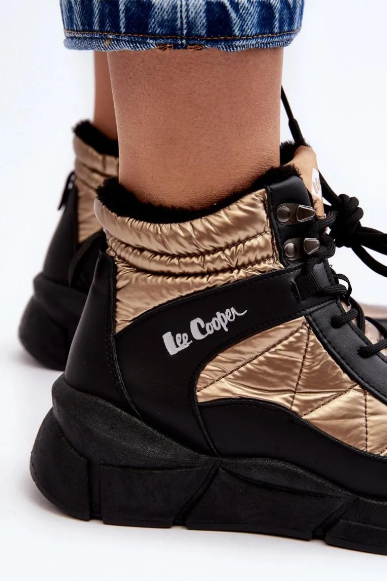 Ocieplane Botki Damskie Na Platformie Lee Cooper LCJ-23-44-1986L Złote