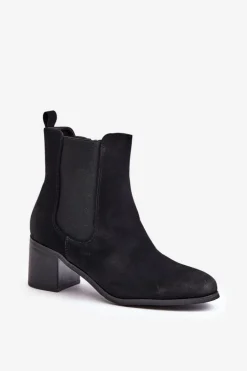 Ocieplane Botki Damskie Na Słupku Czarne Radeya