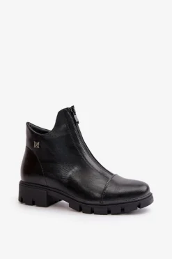 Ocieplane Botki Damskie Z Eko Skóry Czarne Verietta