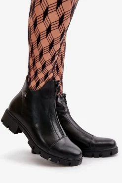 Ocieplane Botki Damskie Z Eko Skóry Czarne Verietta