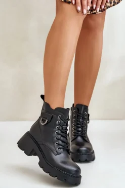 Ocieplane Botki Damskie Ze Skóry Naturalnej Vinceza 41460 Czarne