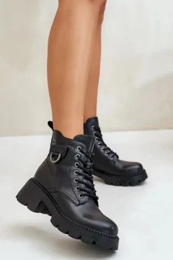 Ocieplane Botki Damskie Ze Skóry Naturalnej Vinceza 41460 Czarne