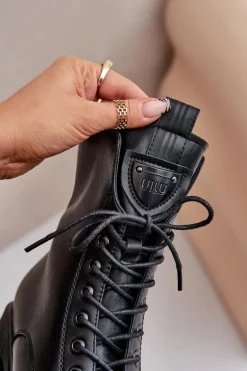 Ocieplane Botki Damskie Ze Skóry Naturalnej Vinceza 66671 Czarne