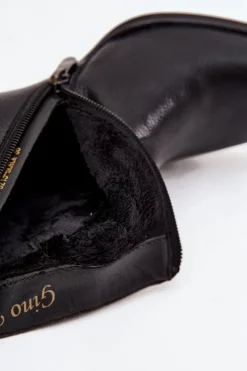 Ocieplane Botki Damskie Z Naturalnej Skóry Na Słupku Czarne Jovelle