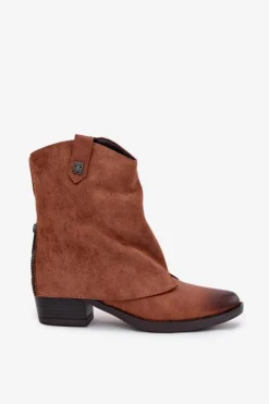 Ocieplane Botki Kowbojki Na Obcasie Camel Sylvette