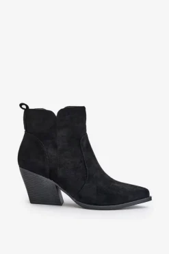 Ocieplane Botki Kowbojki Eko Zamszowe Na Zamek Czarne Virtris