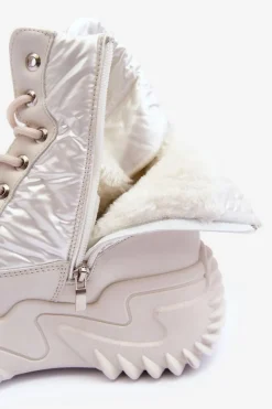 Ocieplane Botki Na Masywnej Platformie Jasnobeżowe Lanleh