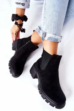 Ocieplane Botki Na Obcasie Czarne Madge