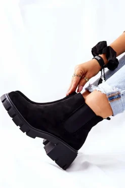 Ocieplane Botki Na Obcasie Czarne Madge