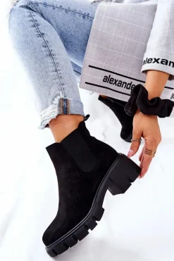 Ocieplane Botki Na Obcasie Czarne Madge