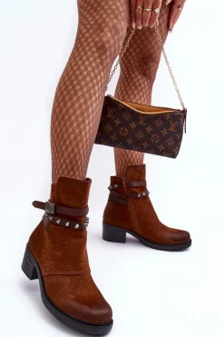 Ocieplane Botki Na Obcasie Camel Effie