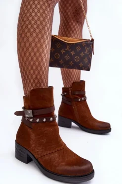 Ocieplane Botki Na Obcasie Camel Effie