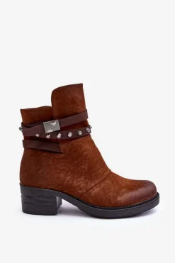 Ocieplane Botki Na Obcasie Camel Effie