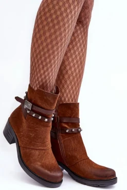 Ocieplane Botki Na Obcasie Camel Effie