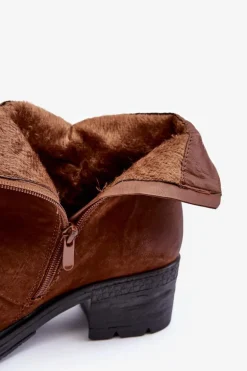 Ocieplane Botki Na Obcasie Camel Effie