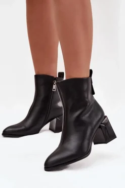 Ocieplane Botki Na Słupku Z Naturalnej Skóry Vinceza 66812 Czarne