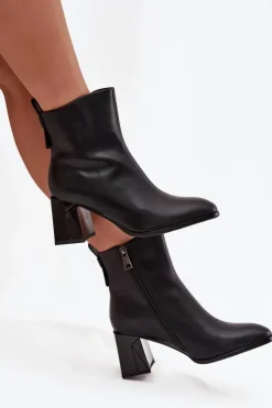 Ocieplane Botki Na Słupku Z Naturalnej Skóry Vinceza 66812 Czarne